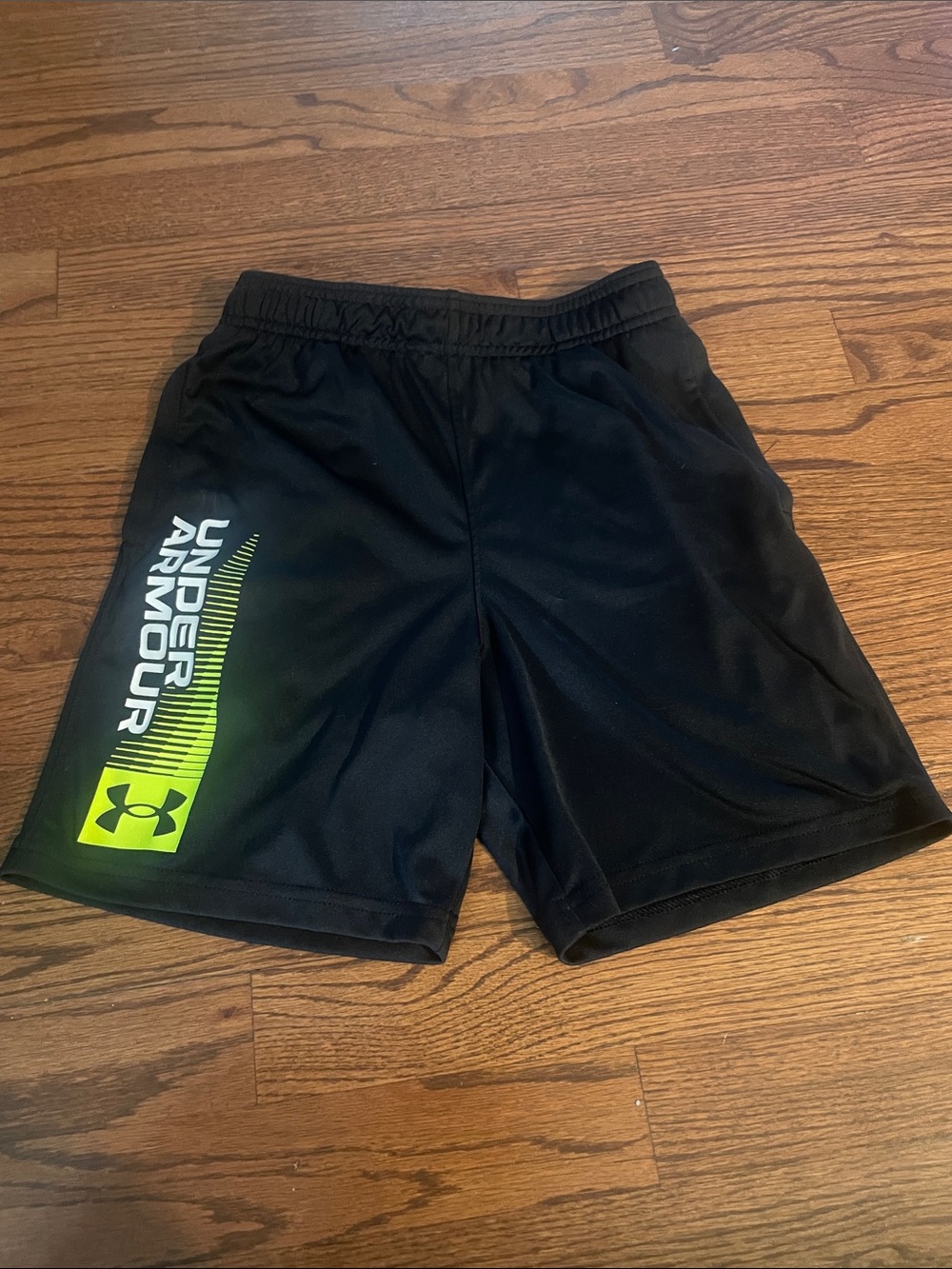 Under Armour Black Shorts with Neon Yellow-Green Logo